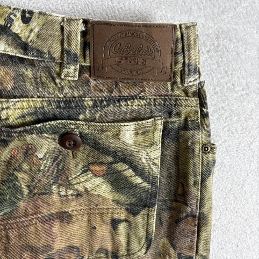 Cabelas Mossy Oak Break Up Hunting Pants Mens 34 Reg Green‎ Camo Cargo Pockets